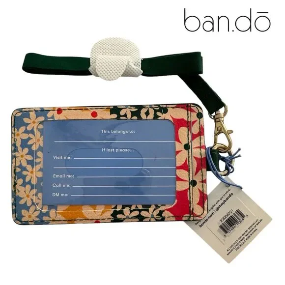 Ban.do Daisy ID Card Case Lanyard Unisex Multicolor Floral Holder - Picture 2 of 3